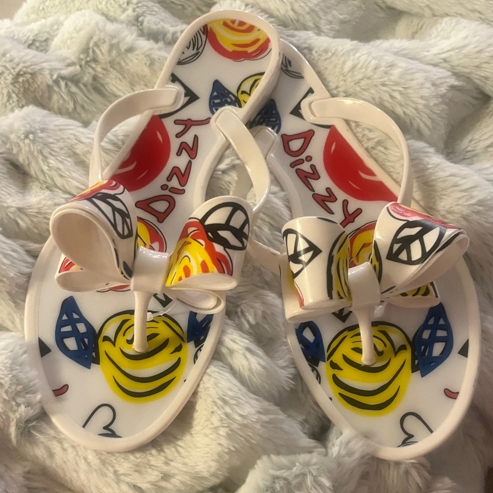 Dizzy Sandals with Red and Yellow Accents NWOT